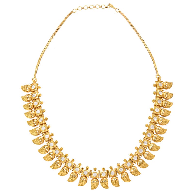 Aheli Ethnic Wedding Traditional Laxmi Goddess Crafted Faux Stone Studded Necklace Set South Indian Style Temple Jewelry Gift for Women - Image 5